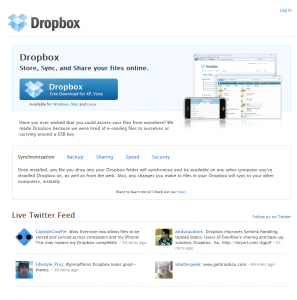 dropbox old home page