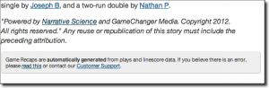 game recap narrativescience in gamechanger