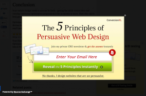 opt-in overlay for a subscriber conversion